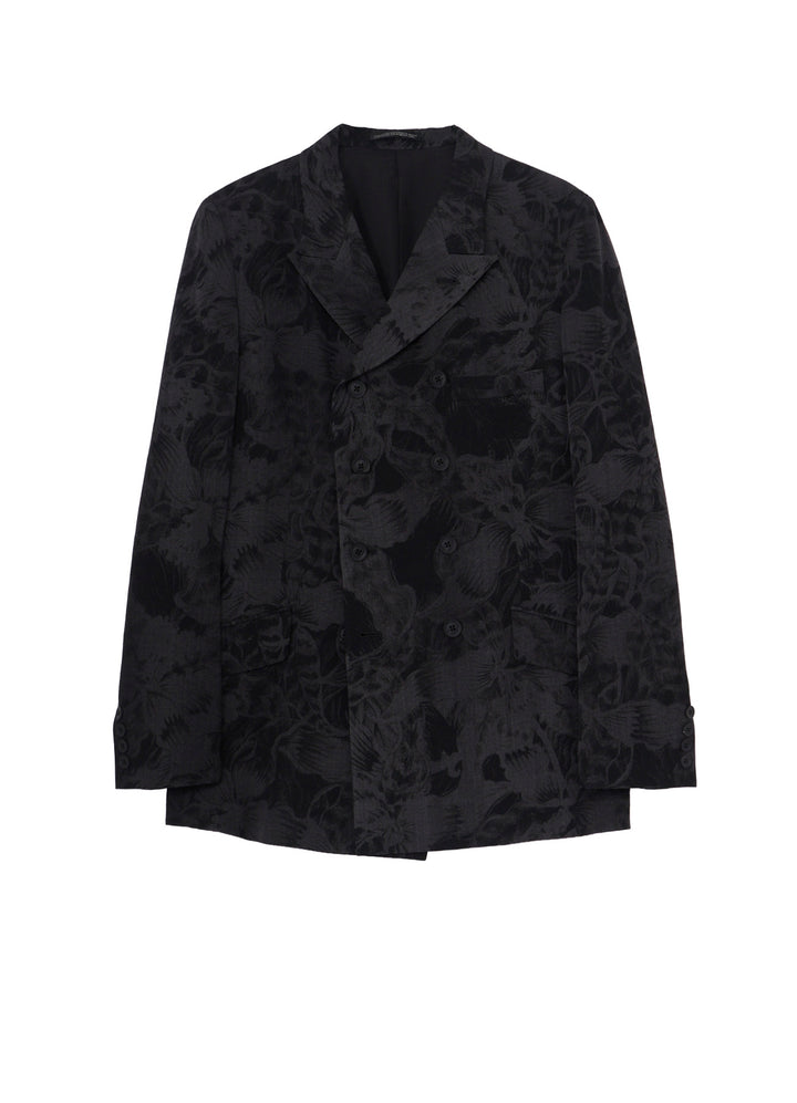 WOOL GABARDINE FLORAL DISCHARGE-DYED DOUBLE JACKET