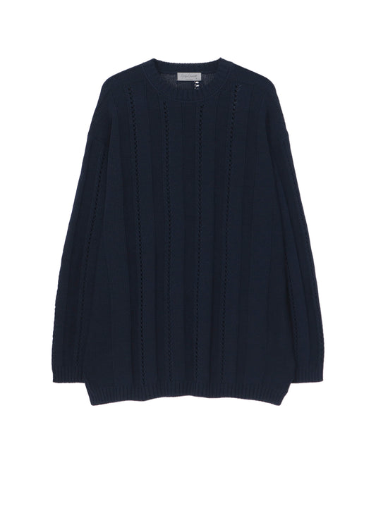 5G 1PLY OPENWORK RIB ROUND NECK PO