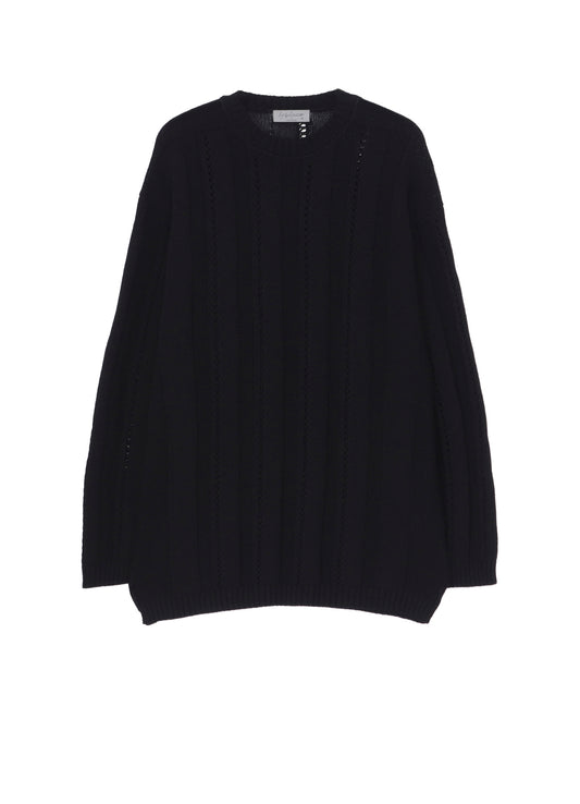 5G 1PLY OPENWORK RIB ROUND NECK PO