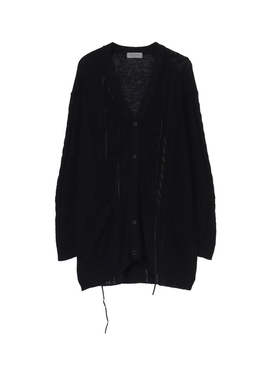 5G 2PLY DROP STITCH LEATHER STRING V NECK CD