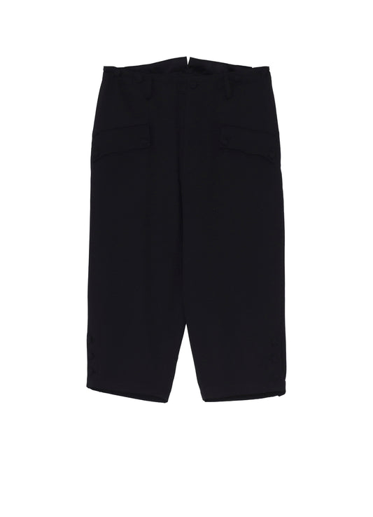 WOOL GABARDINE HEM OPENED SUSPENDER PANTS