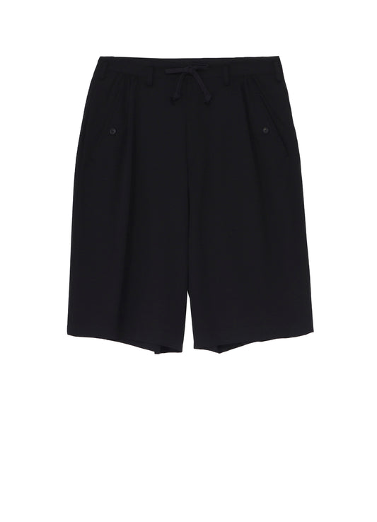 WOOL GABARDINE GATHER SHORT PANTS