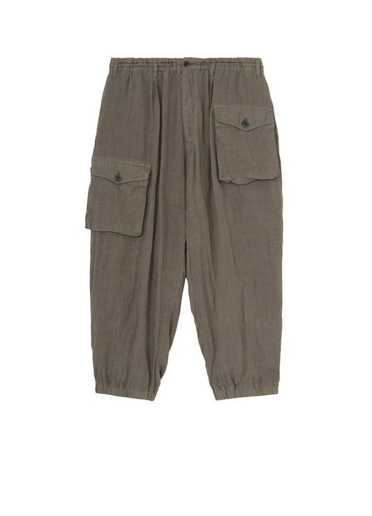 GARMENT-DYED LINEN SIDE TUCK POCKET PANTS