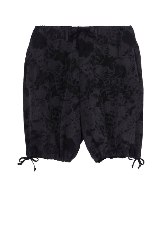 WOOL GABARDINE FLORAL DISCHARGE-DYED SHORT PANTS