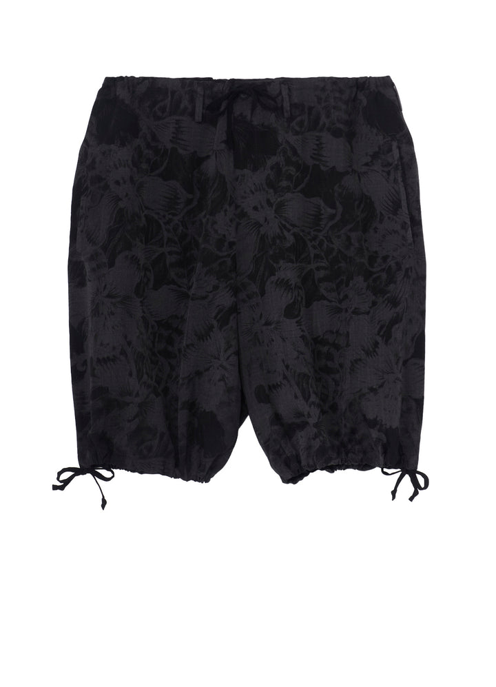 WOOL GABARDINE FLORAL DISCHARGE-DYED SHORT PANTS