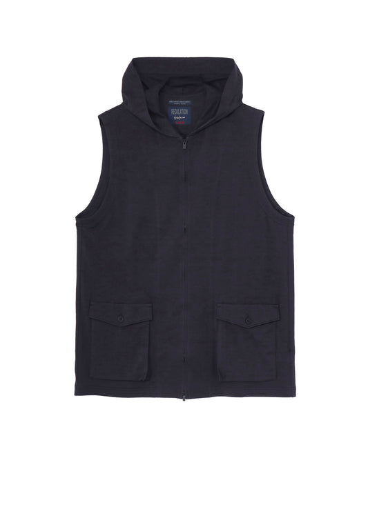 40/2 COMBED PLAIN STITCH HOODED ZIP VEST