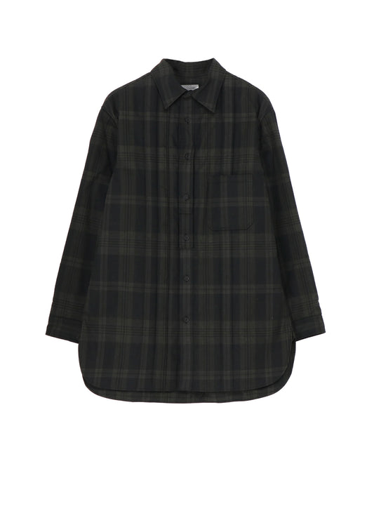 INK MADRAS PLAID PADDED BLOUSE