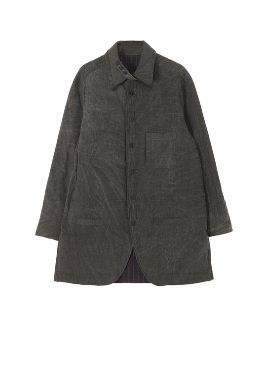 LINEN/COTTON SHEETING  GUSSET COLLAR PADDED BLOUSE