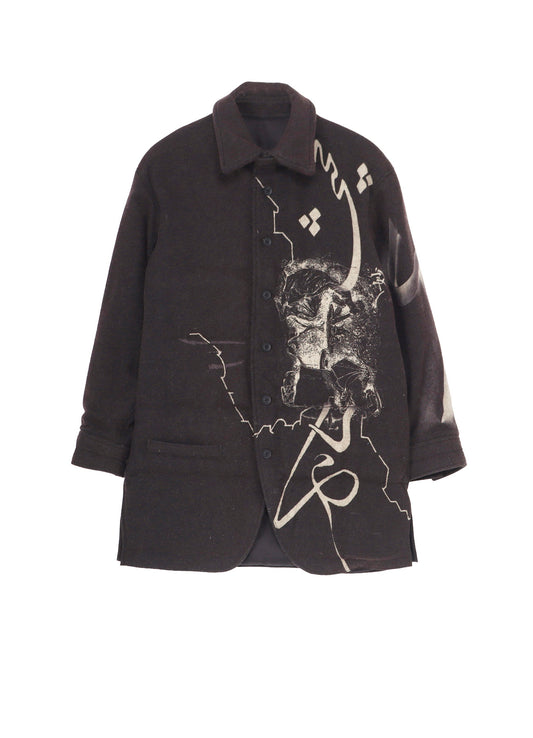 WOOL TWEED GUSSET COLLAR PADDED BLOUSE