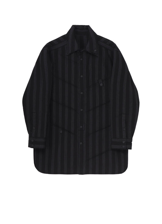 COTTON STRIPE 2COLLAR DIAGONAL PADDED BLOUSE