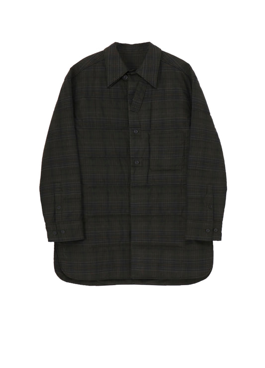 MADRAS INK PLAID DOUBLE COLLAR PADDED BLOUSE