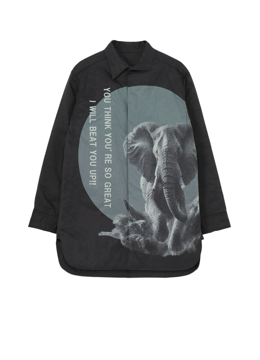 ELEPHANT MESSAGE PRINTED PADDED COLLAR BLOUSE