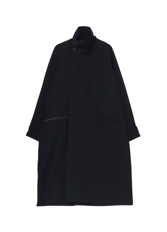 WOOL GABARDINE CROSS SHAPED ZIPPER COAT