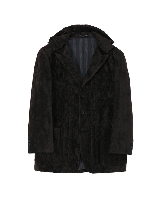 LINEN VELVET PADDED HOOD JACKET