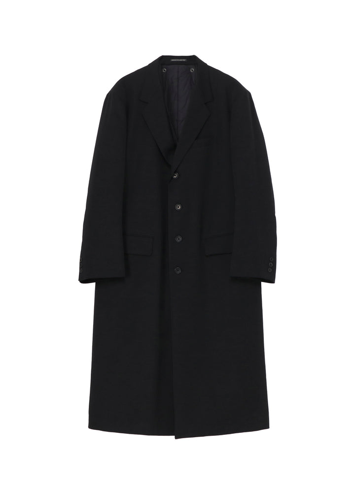 WOOL GABARDINE 4 BUTTONS LONG JACKET WITH LINER