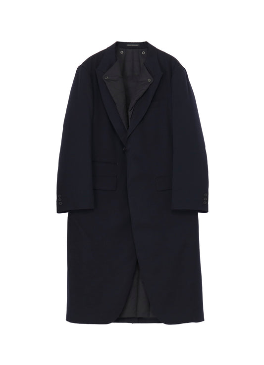 NAVY WOOL GABARDINE ONE BUTTON JACKET WITH LINER