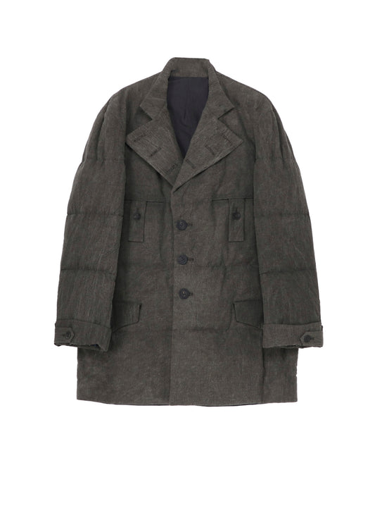 COTTON LINEN INKED HORIZONTAL PADDED LONG JACKET