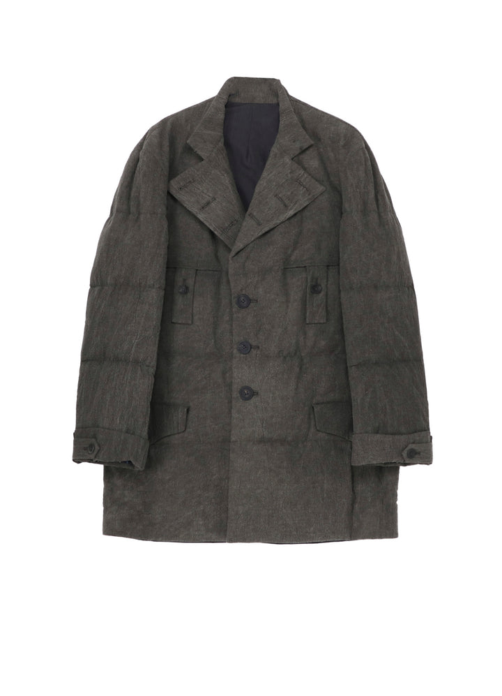 COTTON LINEN INKED HORIZONTAL PADDED LONG JACKET