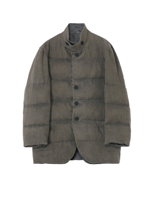 SILK LINEN INKED HORIZONTAL PADDED STAND JACKET