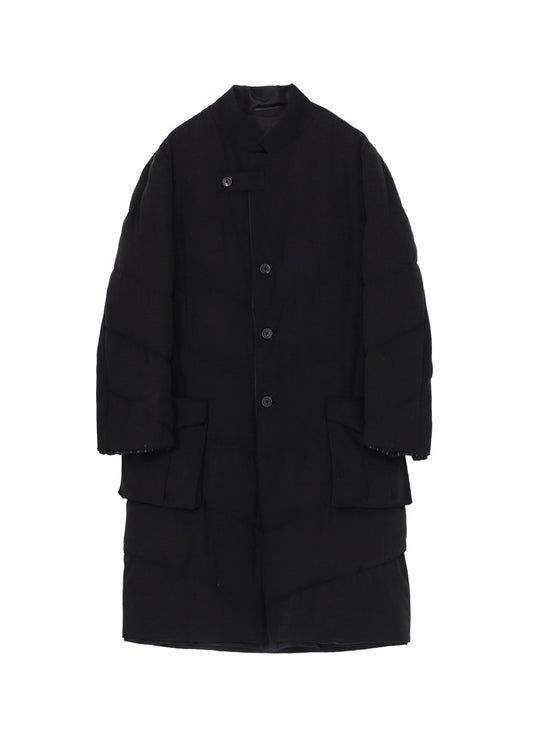 SILK DENIM 3BUTTONS DIAGONAL PADDED LONG JACKET
