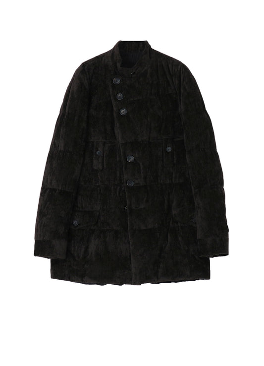 LINEN VELVET HORIZONTAL PADDED LONG JACKET