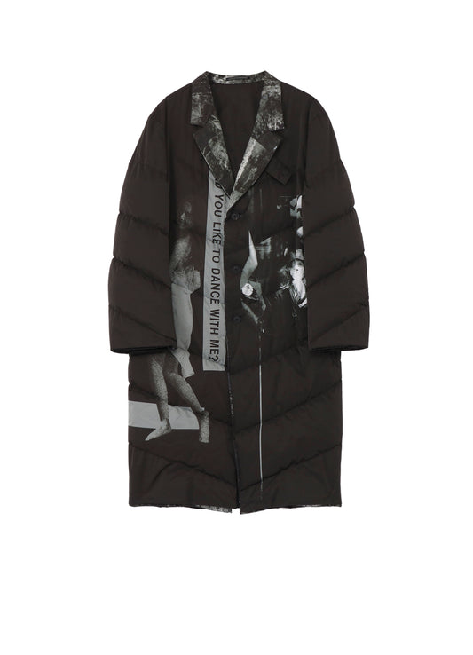 WOMAN PRINTED 3BUTTONS DIAGONAL PADDED LONG JACKET