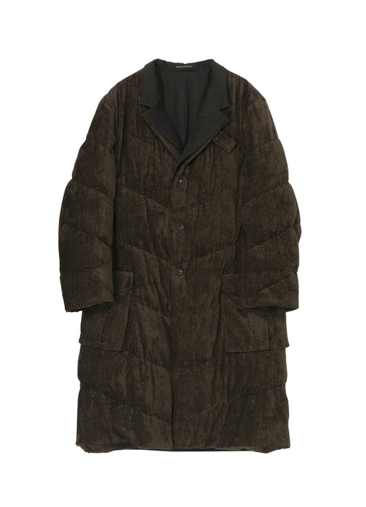 LINEN VELVET 3 BUTTONS DIAGONAL PADDED LONG JACKET