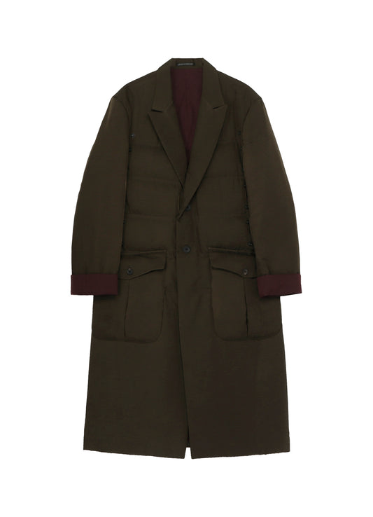 KHAKI CU TWILL 2 BUTTONS PADDED LONG JACKET