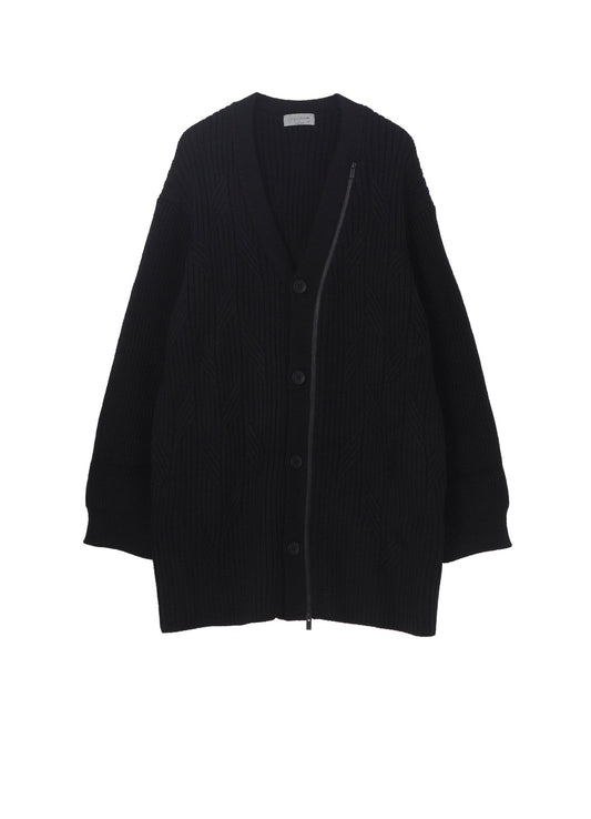 5G1P CABLE+CARDIGAN STITCH ZIP V NECK CARDIGAN