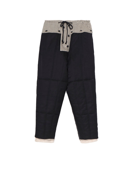 RAW LINEN VELVET LOOP BUTTON PANTS WITH LINER