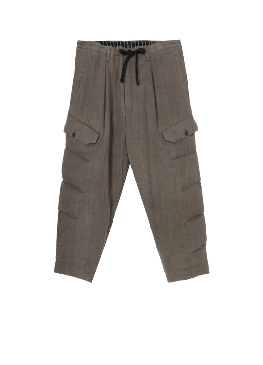 SILK LINEN DIAGONAL FLAP PADDED PANTS