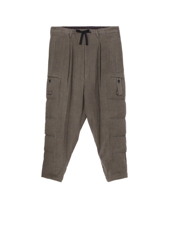 SILK LINEN INKED KNEE TAB PADDED PANTS