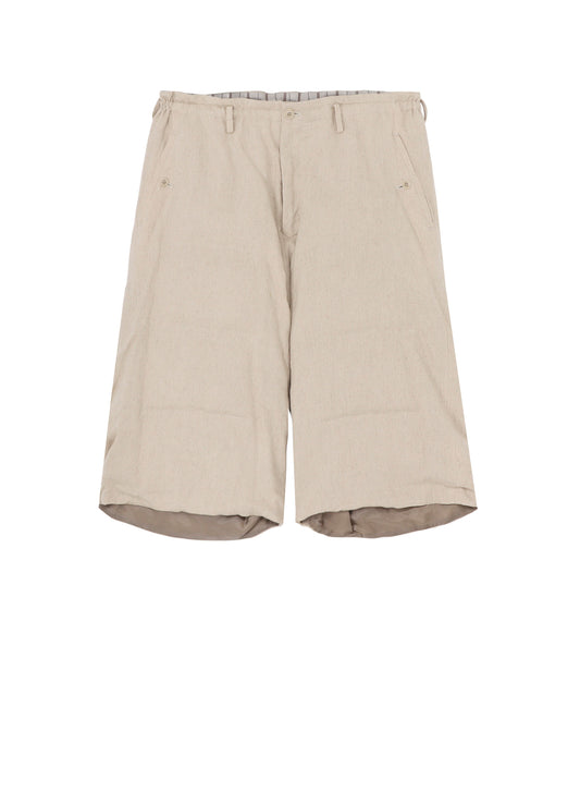 LINEN/COTTON DENIM PADDED SHORT PANTS