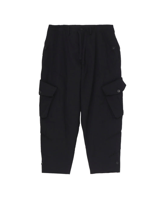 WOOL GABARDINE POCKET DETAIL PADDED PANTS