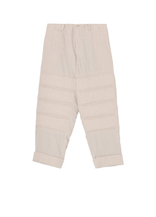 LINEN/COTTON PLAID HORIZONTAL PADDED PANTS