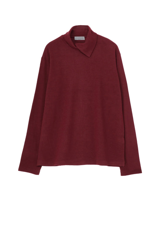 SUPER 120 WOOL SINGLE JERSEY LAYERED HIGK NECK TEE