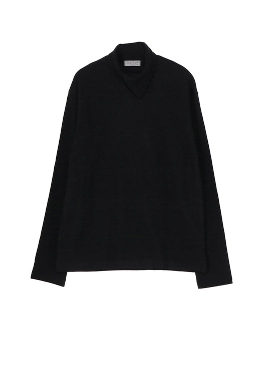 SUPER 120 WOOL SINGLE JERSEY LAYERED HIGK NECK TEE