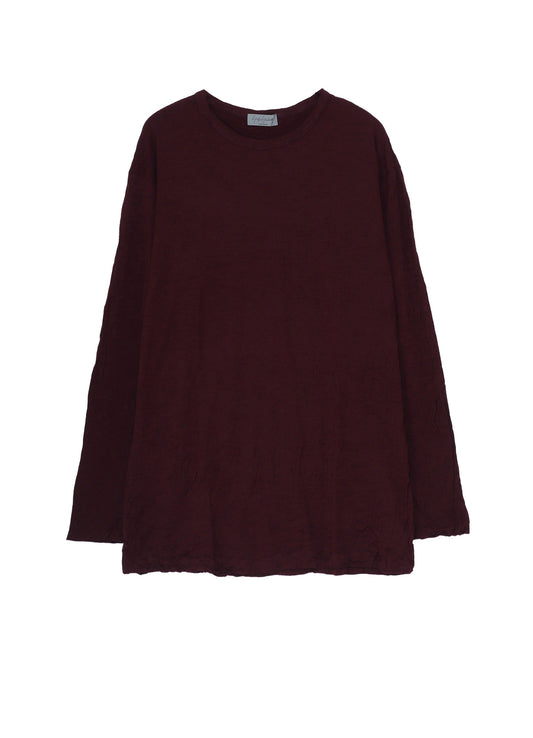 WASHABLE WOOL JERSEY ROUND NECK LONG SLV T