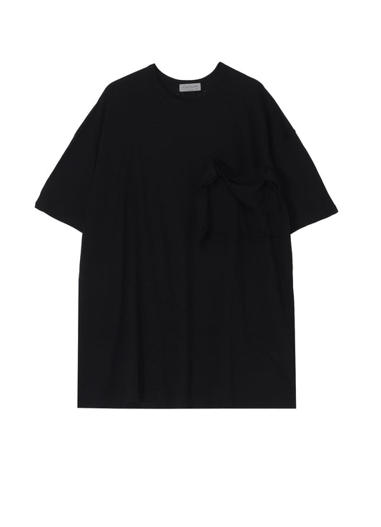 COTTON SILK NOIR GAUZE JERSEY POCKET DETAIL SHORT SLV T