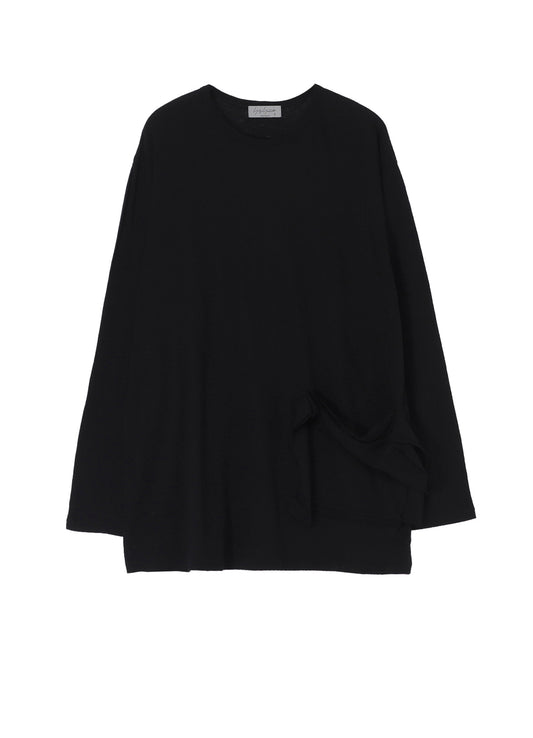 COTTON SILK NOIR GAUZE JERSEY POCKET DETAIL LONG SLV T