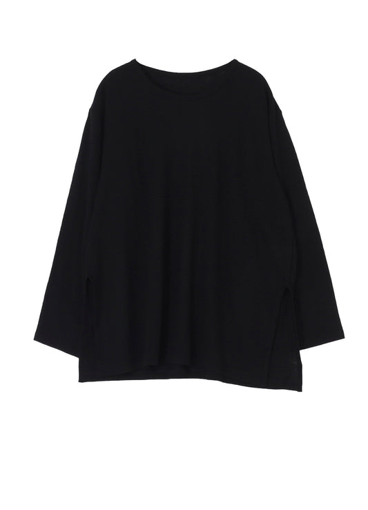 MILLING WOOL SIDE SLIT ROUND NECK LONG SLV T