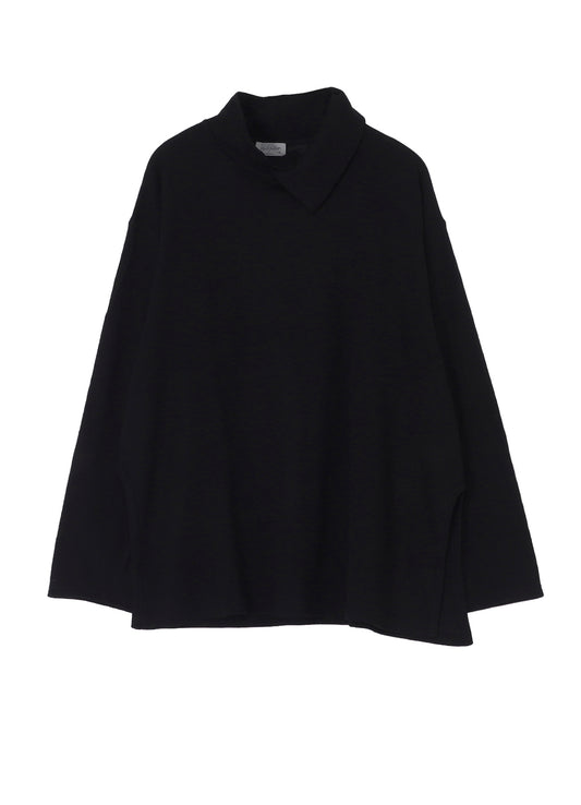 MILLING WOOL SIDE SLIT HIGH NECK LONG SLV T