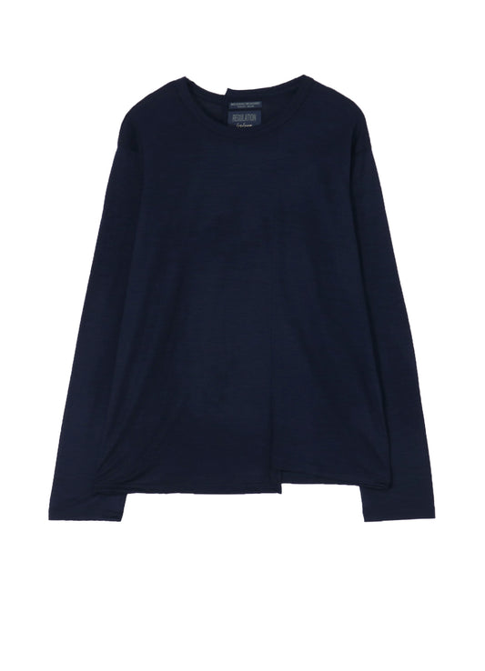 WOOL SINGLE JERSEY PANELED ROUND NECK LONG SLV T