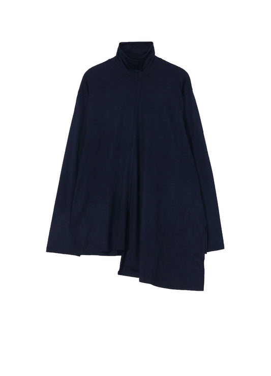 WOOL SINGLE JERSEY PANELED TURTLE NECK PO