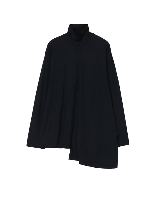WOOL SINGLE JERSEY PANELED TURTLE NECK PO