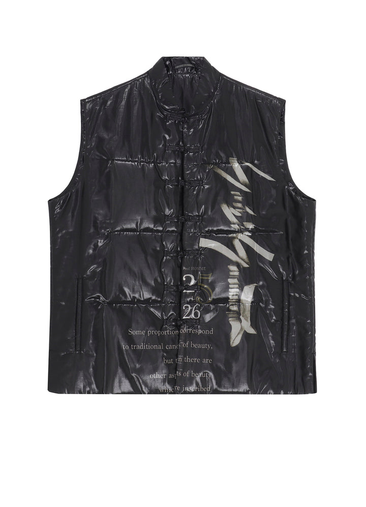 PAPER LOGO PRINTED CHINESE COLLAR VEST