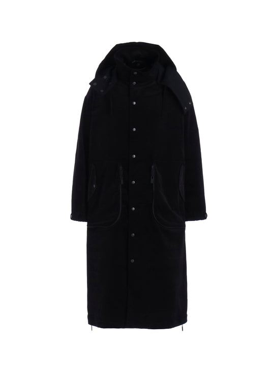 50C VELVET HOODED LONG COAT