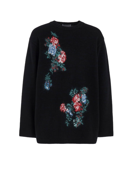 【Launching 10:00(JST) Nov 13】FLOWER DESIGNED ROUND NECK KNIT