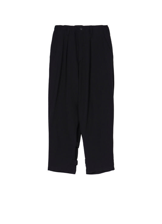 WOOL GABARDINE HEM BELT PANTS