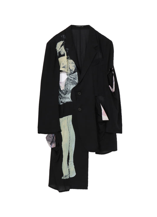 BACK SILHOUETTE ASYMMETRY PRINT JACKET